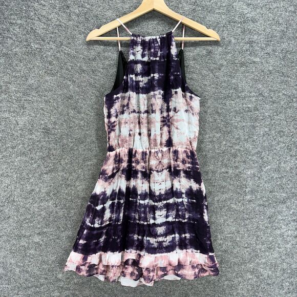 Lavender Brown Dress Women S Small Black Colorblock Sheath Short Tasseled V-Neck - Picture 2 of 7